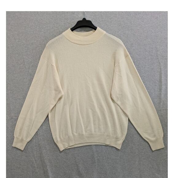 Franco Rossi  Merino Wool Acrylic Sweater Mens XL Crewneck Plain Pullover Beige - Picture 1 of 8